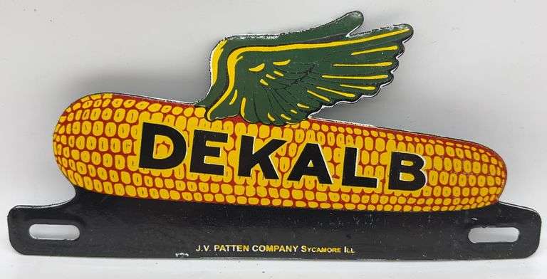 Porcelain DeKalb Corn Seed License Plate Topper