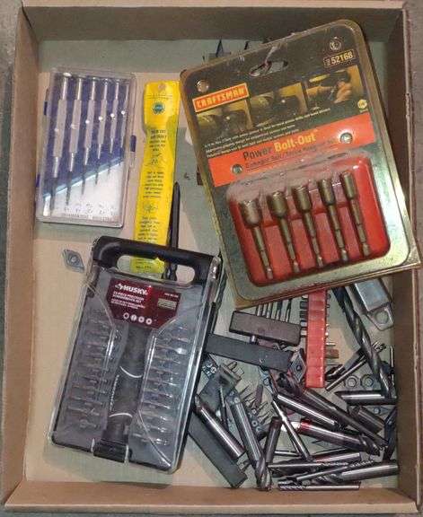 Husky Precision Screwdriver Bits, Various Drill Bits, Screw Removers, Etc