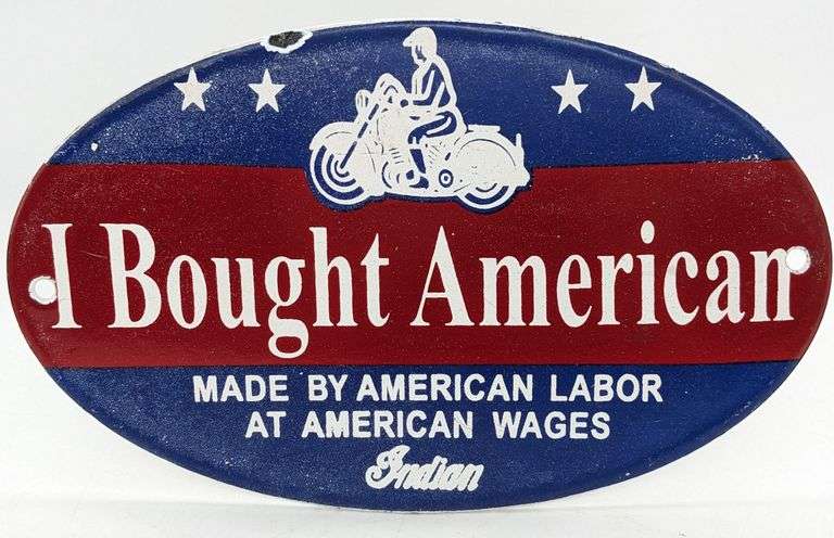 Porcelain Indian Motorcycles I Bought American Advertising Sign