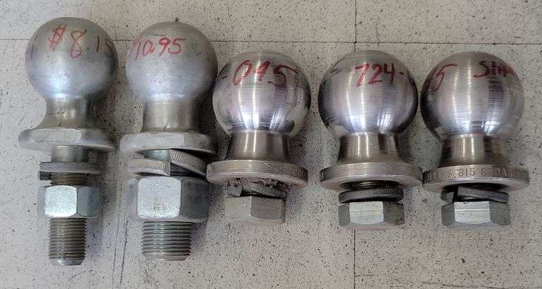 Five 1-⅞" And 2" Stainless Hitch Balls