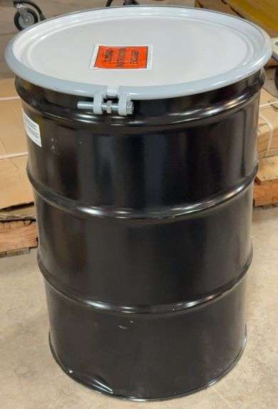 55 Gallon Steel Transport Drum, Black & Grey