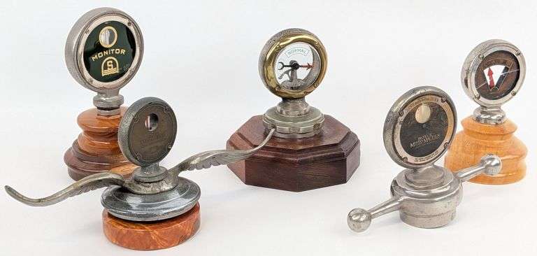 Group Of 5 Temperature Gauge / Semaphore Radiator Cap Hood Ornaments ...