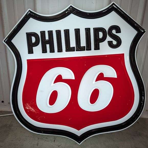 Phillips 66 Gas Station Embossed Lighted Shield Advertising Sign