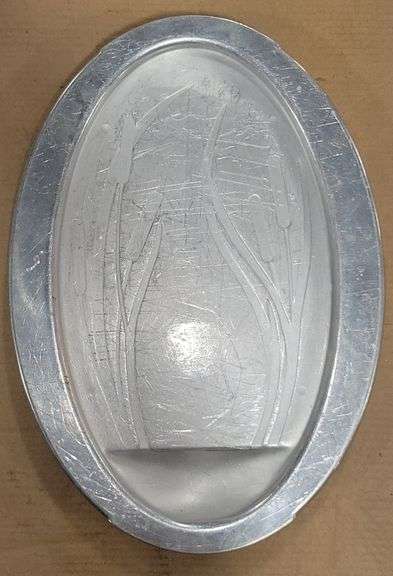 West Bend Aluminum Serv-It Roaster Broiler Server With Cattail And Duck Design