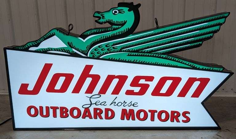 4-1/2ft Custom Johnson Sea Horse Outboard Motors Lighted Sign