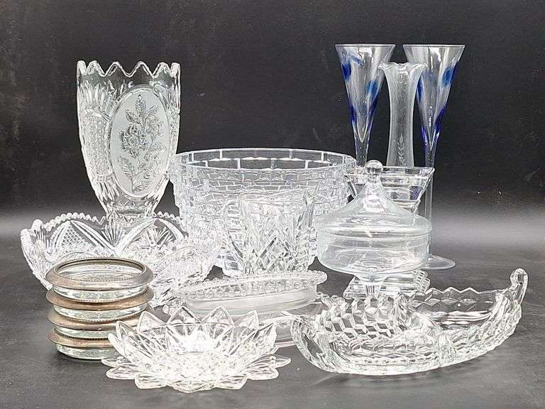 (H) Mikasa Cut &amp; Pressed Glassware - Kraft Auction Service, LLC