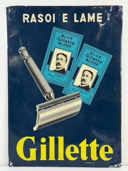 Large Vintage SST Gillette Shaving Razors Barbershop Sign / French ...