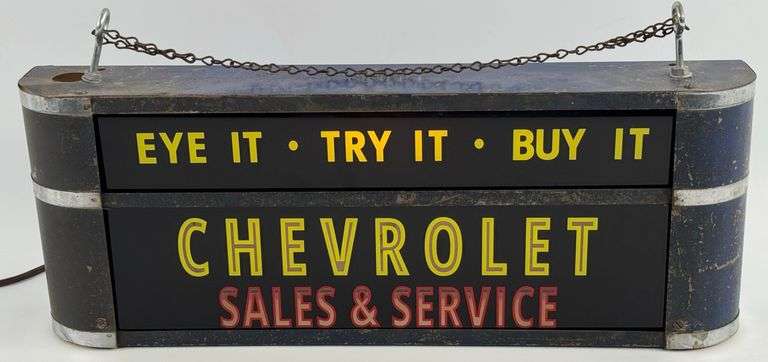 Chevrolet Sales & Service ROG Glass Lighted Advertising Sign