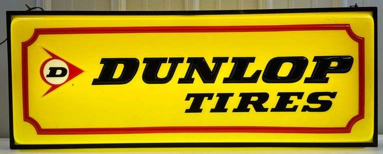 3ft Vintage 2-Sided Dunlop Tires Embossed Lighted Advertising Sign