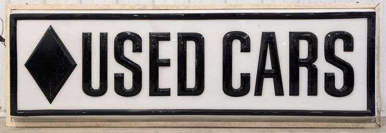 6ft Vintage 2-Sided Renault Used Cars Embossed Lexan Lighted Advertising Sign