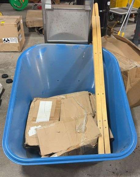 Plastic Bucket Wheel Barrow With Wooden Handles