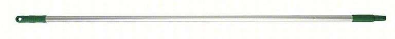Vikan 59” Long Aluminum  Handle With Color Coded Plastic Ends, European Threaded, Metal/ Green