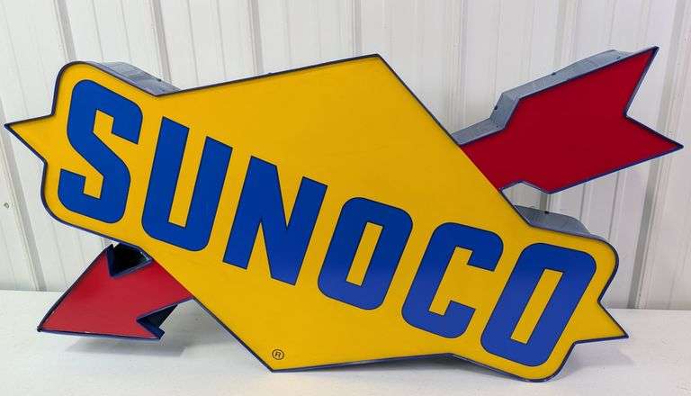 4ft Vintage SUNOCO Gas Station Lighted Advertising Sign