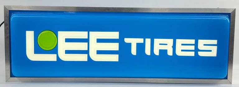3ft Vintage 2-Sided Lee Tires Lighted Embossed Advertising Sign