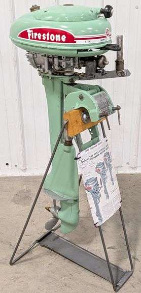 Restored Vintage Firestone Outboard Boat Motor w/ Stand