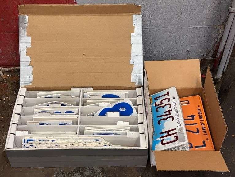 Box Of Changeable Automotive Digits/Decals & Illinois License Plates ...