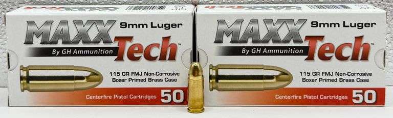MAXX Tech 9mm Luger Centerfire Pistol Cartridges