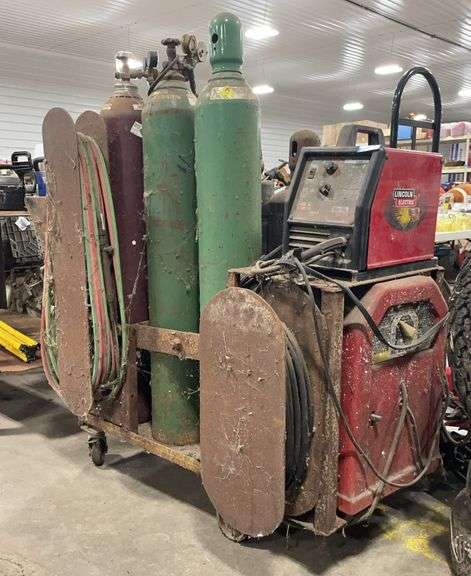 (M) Heavy Torch Welder Cart Including Lincoln Electric 3200 and AC 225 AMP