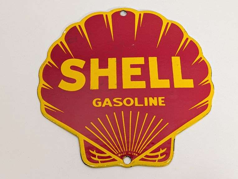 Printable Shell Gas Sign Porcelain Shell Gasoline Sign - Kraft Auction Service, LLC