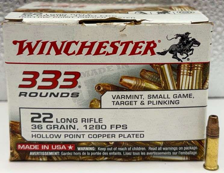 333 Rounds Winchester 22 Long Rifle Rimfire Cartridges