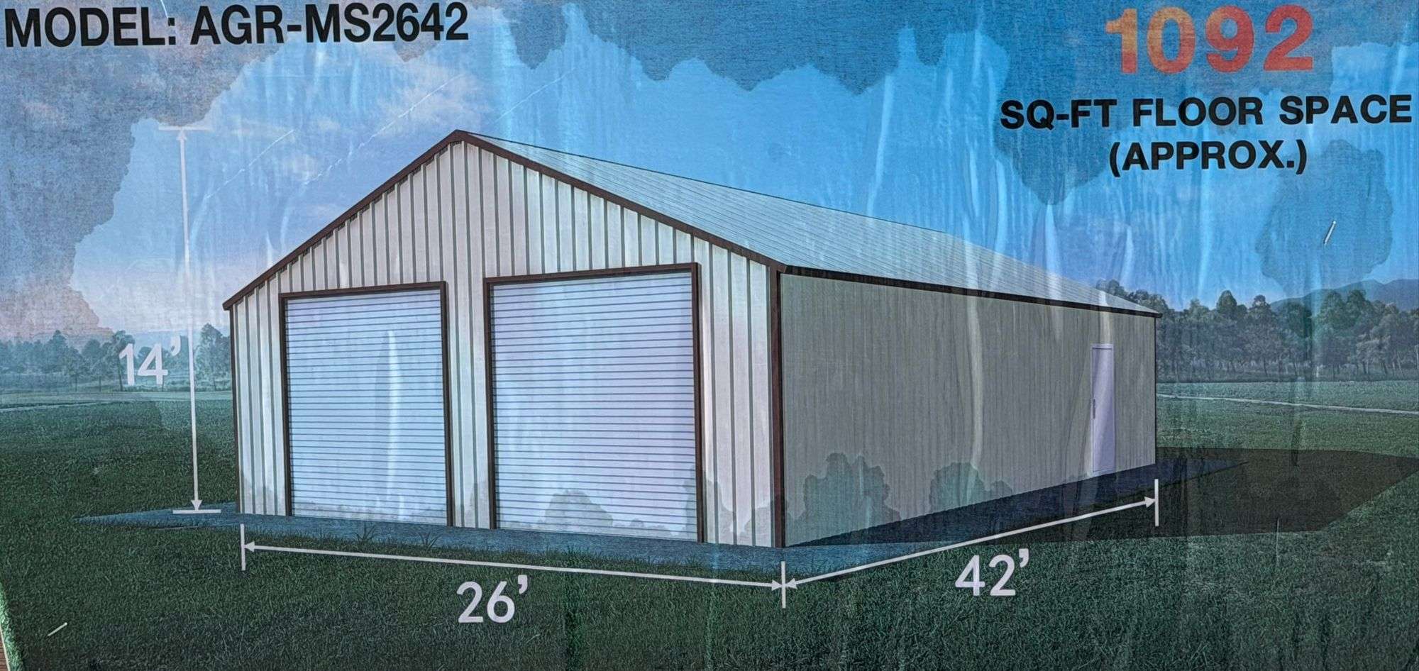 2026 RHINO 42' x 26' All Vertical Metal Garage Building - Kraft