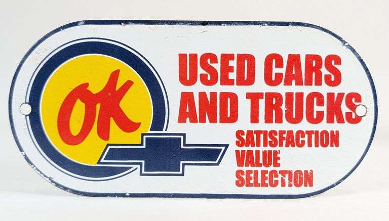 Porcelain Chevrolet OK Used Cars Advertising Sign