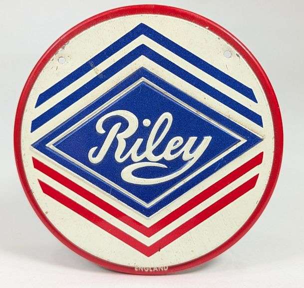 Vintage Riley Automobile Embossed Tin Badge / Sign
