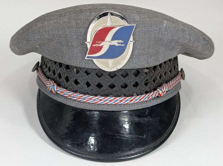 Vintage Greyhound Bus Driver Hat W/ Badge & Buttons