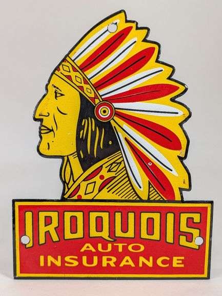 Porcelain Iroquois Auto Insurance Advertising Sign