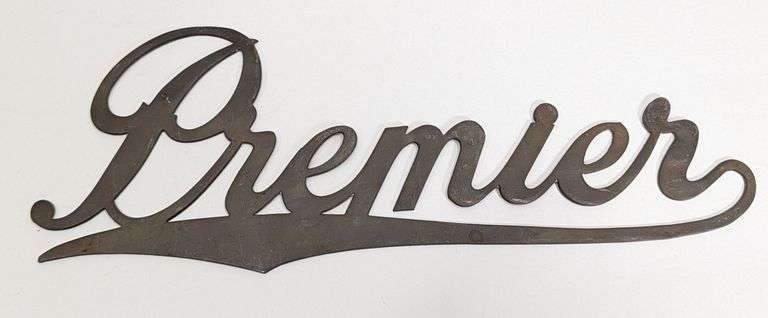 Early 1900s Premier Automobile Motor Car Brass Script Emblem / Badge