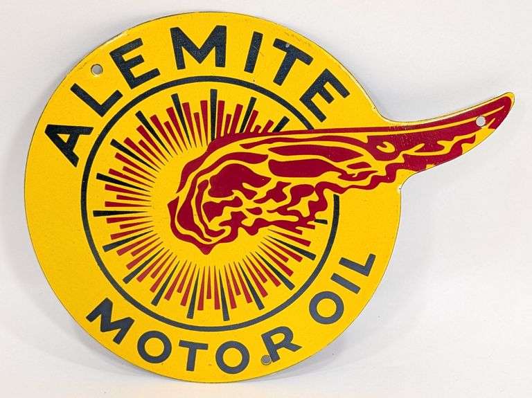 Porcelain Alemite Motor Oil Advertising Sign