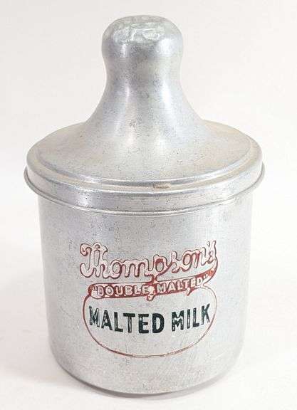 Vintage Thompsons Malted Milk Soda Fountain Metal Canister