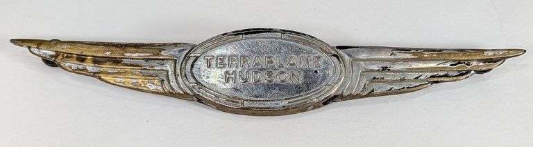 Rare 1937 Hudson Terraplane Automobile Embossed Brass Emblem / Badge