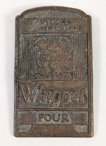 1929-1930 Willys Overland Whippet Four Automobile Brass Emblem / Badge