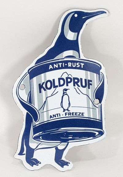 Porcelain Kold Pruf Anti-Freeze Die-Cut Penguin Sign