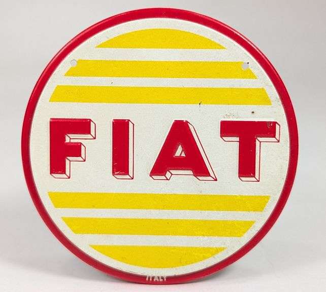Vintage Fiat Automobile Embossed Tin Badge / Sign