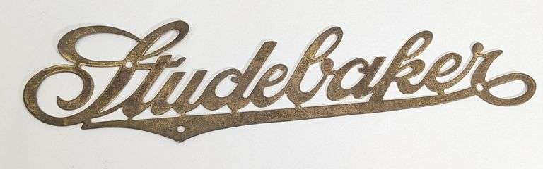 Early 1900s Studebaker Brass Automobile Script Emblem / Badge