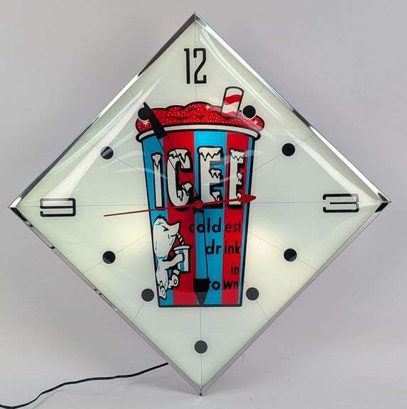 Icee Slushie Drinks Lighted Advertising PAM Style Clock