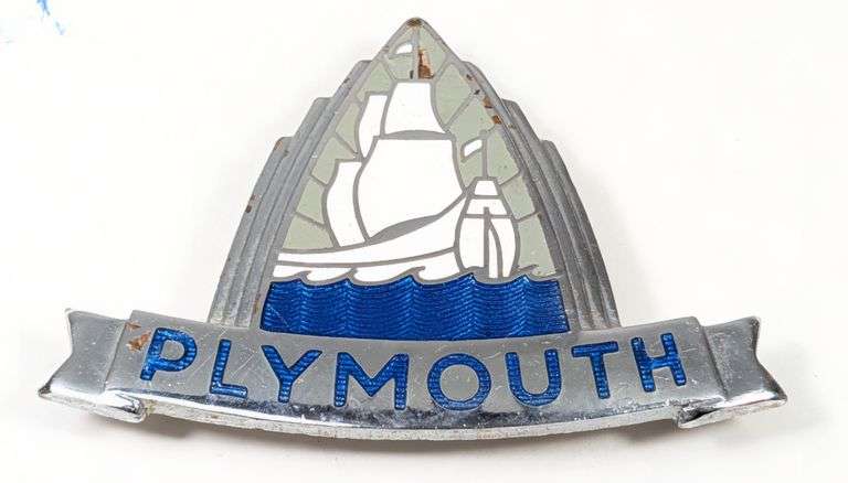1946-1948 Plymouth Automobile Enameled Emblem / Badge