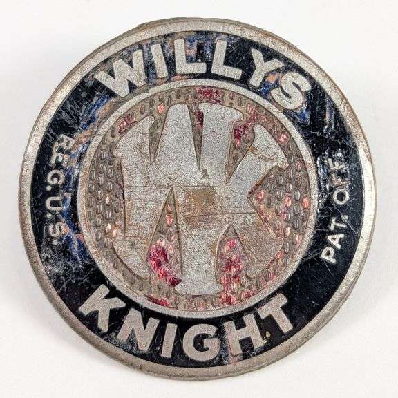 Early Willys Knight Automobile Enameled Emblem / Badge