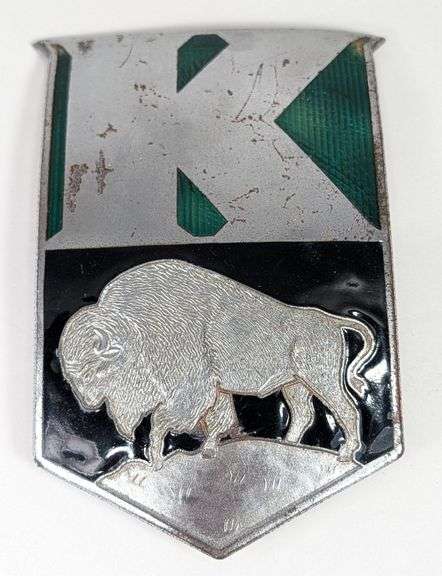 1940s-50s Kaiser Buffalo Automobile Enameled Emblem / Badge