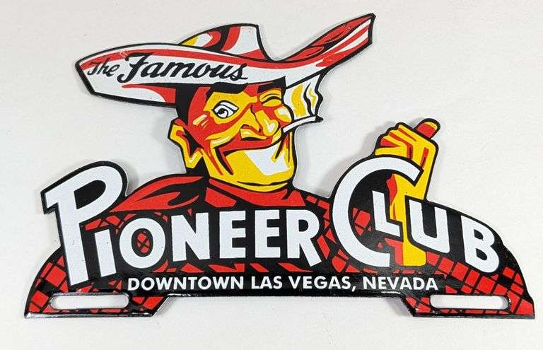Porcelain Las Vegas Pioneer Club License Plate Topper
