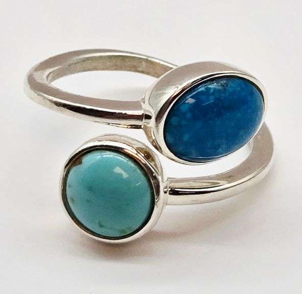 (KC) Jay King Sterling Silver Kingman Turquoise Bypass Ring - Kraft ...