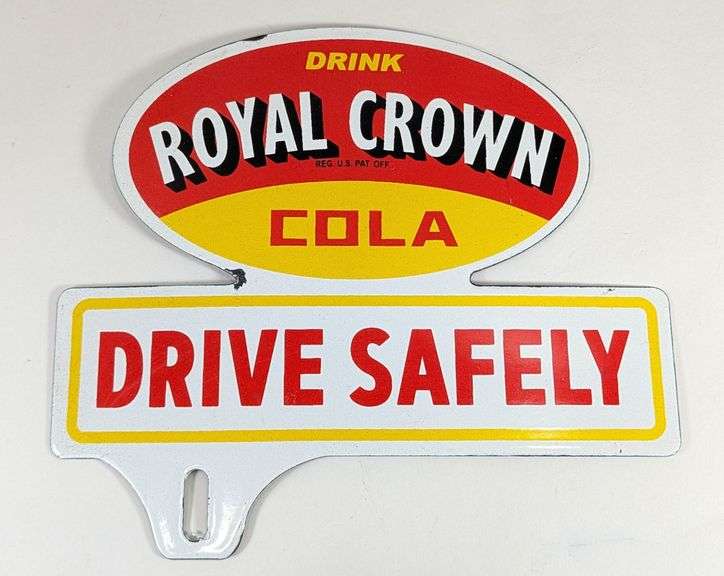 Porcelain Royal Crown Cola License Plate Topper
