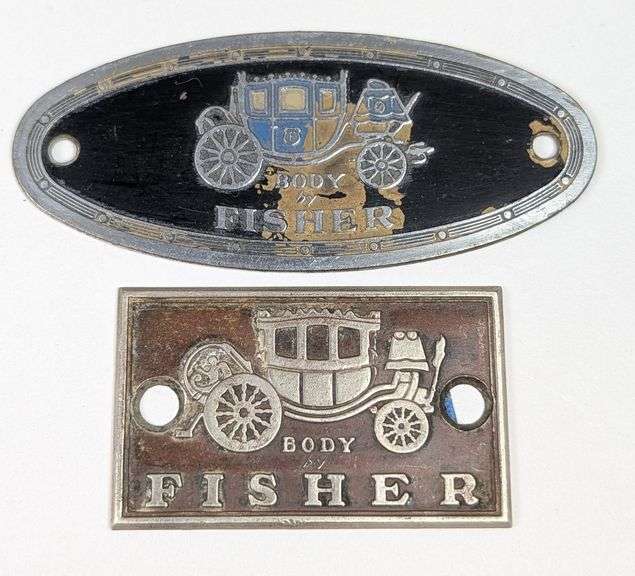 2) Vintage Body By Fisher Automobile Emblem / Badge