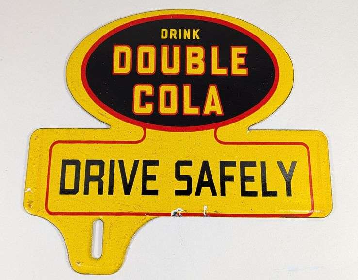 Porcelain Double Cola License Plate Topper