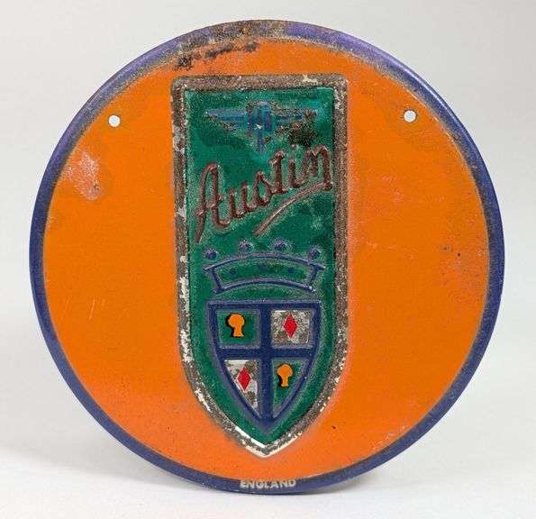 Vintage Austin Automobile Embossed Tin Badge / Sign