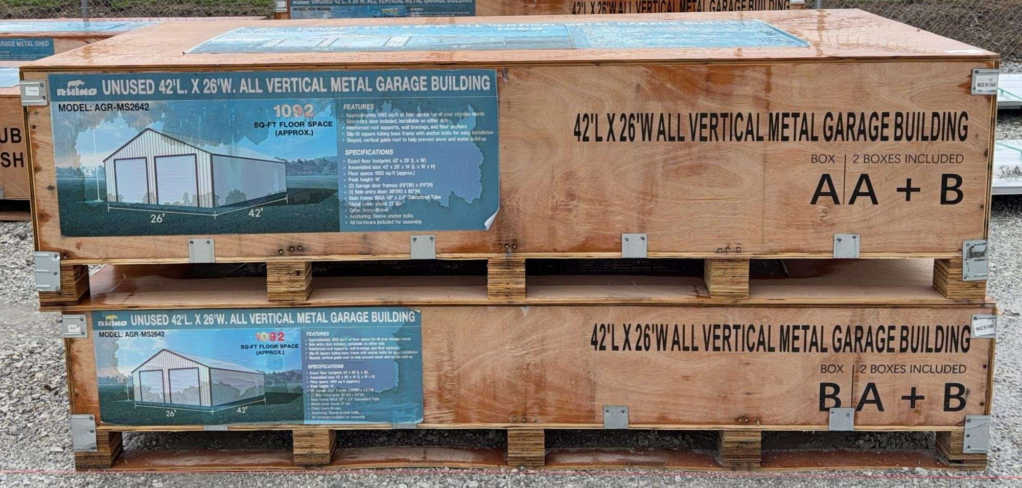 2026 RHINO 42' x 26' All Vertical Metal Garage Building - Kraft
