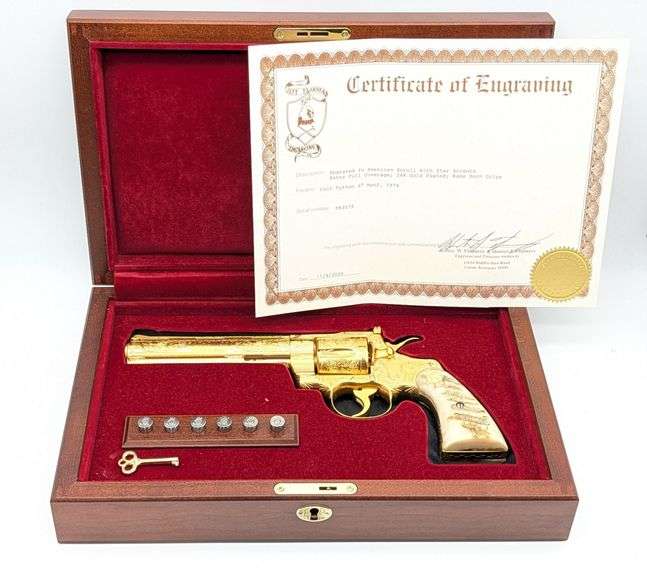Custom 24k Gold Plated Colt Python .357 Magnum Revolver w/ Display Case ...