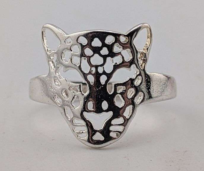 Sterling Silver Openwork Leopard / Cheetah Panther Head Ring